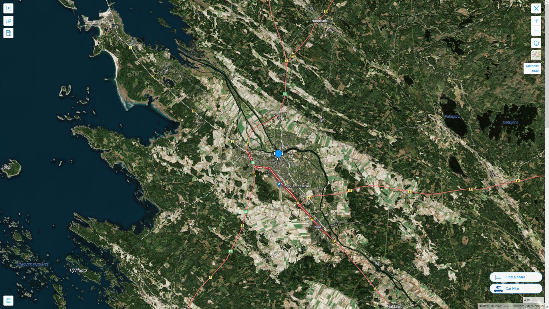 Pori Highway and Road Map with Satellite View